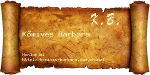 Kőmives Barbara névjegykártya
